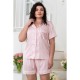 Пижама шелковая с рубашкой XXL+ П1450 Розовый