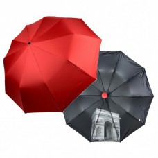 Жіноча парасолька напівавтомат на 10 спиць антивітер з принтом міст усередині від Bellissimo, червона, М 0628-8