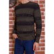 Чоловічий светр із новорічним принтом, чорно-зелений, 161R776