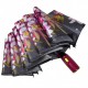 Жіноча складна парасолька напівавтомат з атласним куполом із принтом квітів від Toprain, рожева ручка 0445-1