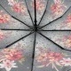 Жіноча складна парасолька напівавтомат з атласним куполом із принтом квітів від Toprain, рожева ручка 0445-1