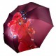 Жіноча парасолька-автомат на 9 спиць від Flagman, рожева з червоною квіткою, N0153-8