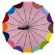 Жіноча парасолька-тростина напівавтомат на 16 спиць від Susino з різнокольоровим краєм, пудровий, Sys 031087-1