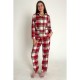 Теплая женская пижама П900 Красная клетка