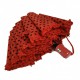 Жіноча парасолька напівавтомат у горошок із рюшею SL, червона, 033057-1