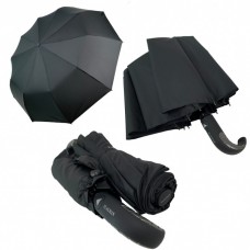 Чоловіча складана парасолька напівавтомат з ручкою напівгак від Flagman, є антивітер, чорна, 0524-1
