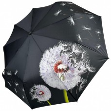 Яскрава жіноча парасолька напівавтомат з кульбабами на 9 спиць від Susino, чорна, Sys 0645-2