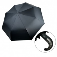 Мужской складной зонт полуавтомат на 8 спиц с ручкой полукрюк от TheBest, есть антиветер, черный, 0710-1