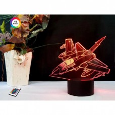 3D ночник "Самолет 5" (УВЕЛИЧЕННОЕ ИЗОБРАЖЕНИЕ) + пульт ДУ + сетевой адаптер + батарейки (3ААА)  3DTOYSLAMP