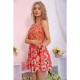 Літня сукня, коралового кольору в квітковий принт, 167R304- 10