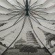 Жіноча парасолька-тростина з містами на сріблястому напиленні під куполом від Toprain, червона, 01011-3