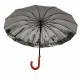 Жіноча парасолька-тростина з містами на сріблястому напиленні під куполом від Toprain, червона, 01011-3