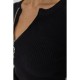 Кофта жіноча на блискавці в рубчик, колір чорний, 204R003