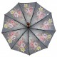 Жіноча складна парасолька напівавтомат з атласним куполом із принтом квітів від Toprain, бордова ручка 0445-2