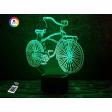 3D ночник "Велосипед" (УВЕЛИЧЕННОЕ ИЗОБРАЖЕНИЕ) + пульт ДУ + сетевой адаптер + батарейки (3ААА)  3DTOYSLAMP