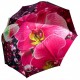 Жіноча парасолька напівавтомат на 9 спиць сатиновий купол із квітковим принтом від Frei Regen, фіолетова ручка 09081-2