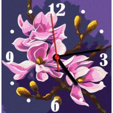 Часы-картина по номерам "Магнолии", 30х30 см