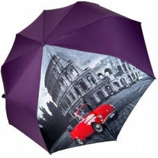 Жіноча парасолька напівавтомат від Toprain на 9 спиць антивітер з декоративною вставкою, фіолетова, 0465-2
