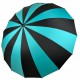 Женский зонт-трость на 16 спиц с контрастными секторами, полуавтомат от фирмы Toprain, бирюзовый, 0616-10